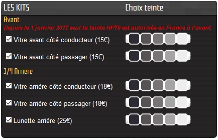 Film de teinte pour vitre latérale